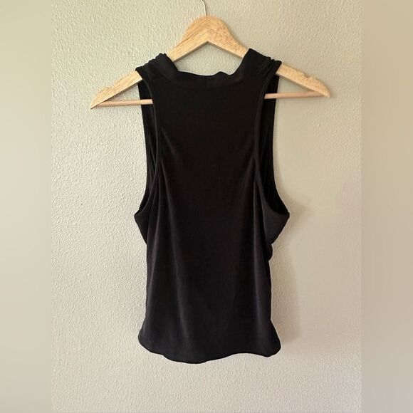 Anthropologie Black V Neck Draped Cross Front Slinky Tank Blouse Size M - Picture 6 of 7